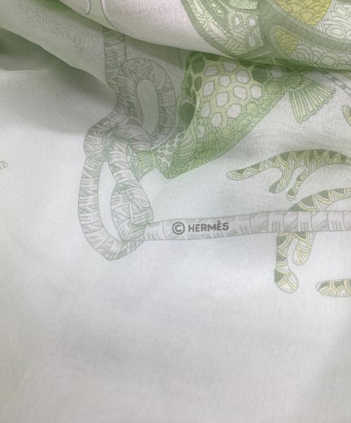 HERMES（エルメス）HERMES (エルメス) カレ140 深海魚 Grands Fonds モスリン  黄緑の古着・服飾アイテム