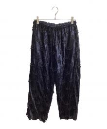 crinkle crinkle crinkle（クリンクル クリンクル クリンクル）の古着「velvet 3D embroidery pants」｜ブラック