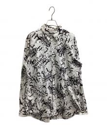BLACK COMME des GARCONS（ブラックコムデギャルソン）の古着「プラッシュプリントバックジップシャツ / 1H-B014」｜ホワイト