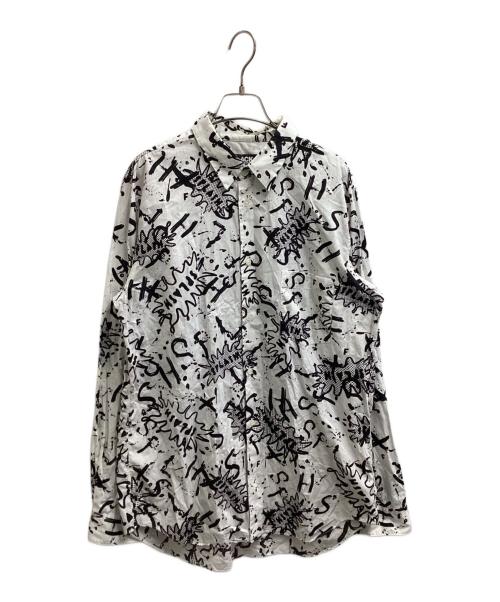 BLACK COMME des GARCONS（ブラックコムデギャルソン）BLACK COMME des GARCONS (ブラックコムデギャルソン) プラッシュプリントバックジップシャツ / 1H-B014 ホワイト サイズ:XLの古着・服飾アイテム