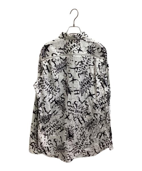BLACK COMME des GARCONS（ブラックコムデギャルソン）BLACK COMME des GARCONS (ブラックコムデギャルソン) プラッシュプリントバックジップシャツ / 1H-B014 ホワイト サイズ:XLの古着・服飾アイテム