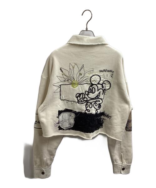 Desigual（デシグアル）Desigual (デシグアル) Disney (ディズニー) ミッキーマウス クロップド丈トラッカースウェットジャケット / 25WWSK16 アイボリー サイズ:Mの古着・服飾アイテム