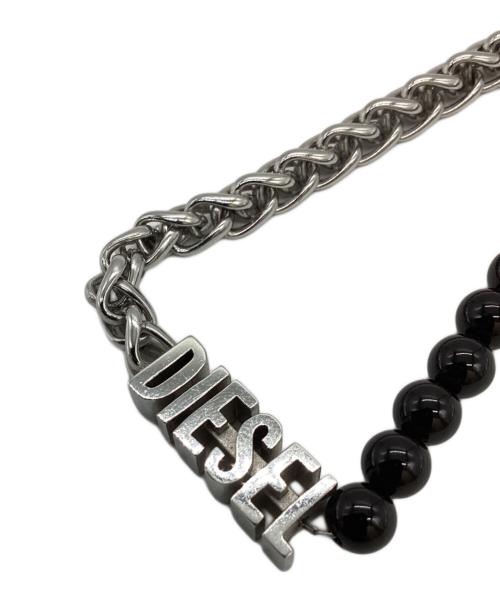 DIESEL（ディーゼル）DIESEL (ディーゼル) ビーズチェーンネックレス / DX154300DJW シルバー×ブラックの古着・服飾アイテム
