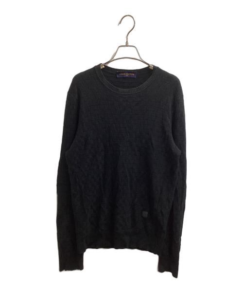 LOUIS VUITTON（ルイ ヴィトン）LOUIS VUITTON (ルイ ヴィトン) ダミエ クルーネックセーター / HBN45WF99 ブラック サイズ:XSの古着・服飾アイテム