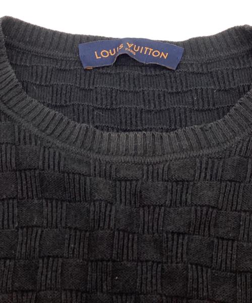 LOUIS VUITTON（ルイ ヴィトン）LOUIS VUITTON (ルイ ヴィトン) ダミエ クルーネックセーター / HBN45WF99 ブラック サイズ:XSの古着・服飾アイテム