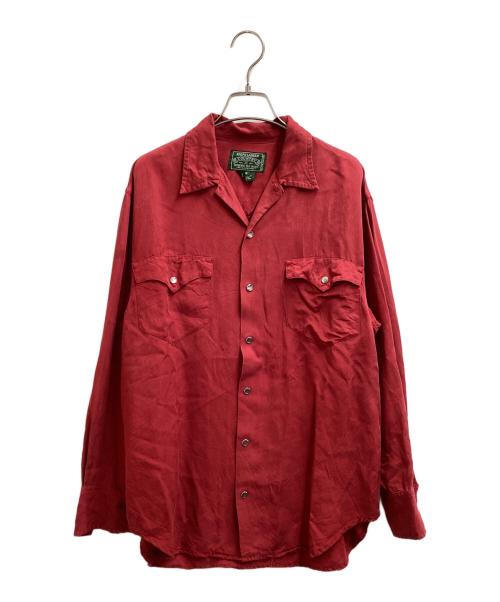 RALPH LAUREN COUNTRY（ラルフローレンカントリー）RALPH LAUREN COUNTRY (ラルフローレンカントリー) レーヨンウエスタンオープンカラーシャツ レッド サイズ:Mの古着・服飾アイテム