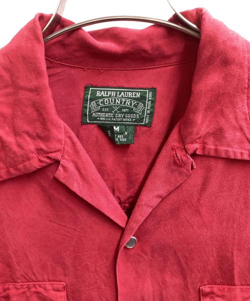 RALPH LAUREN COUNTRY（ラルフローレンカントリー）RALPH LAUREN COUNTRY (ラルフローレンカントリー) レーヨンウエスタンオープンカラーシャツ レッド サイズ:Mの古着・服飾アイテム