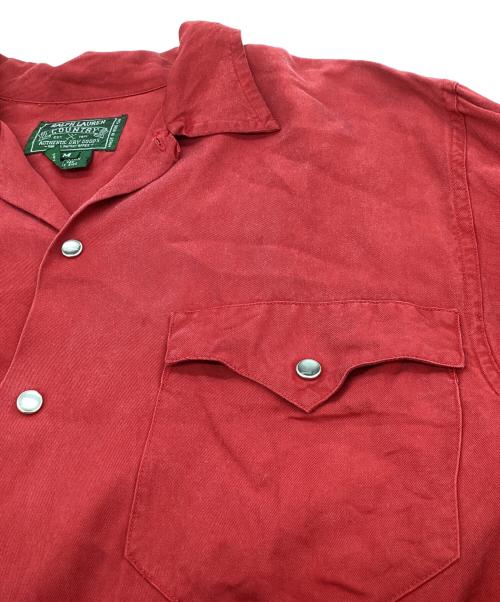 RALPH LAUREN COUNTRY（ラルフローレンカントリー）RALPH LAUREN COUNTRY (ラルフローレンカントリー) レーヨンウエスタンオープンカラーシャツ レッド サイズ:Mの古着・服飾アイテム