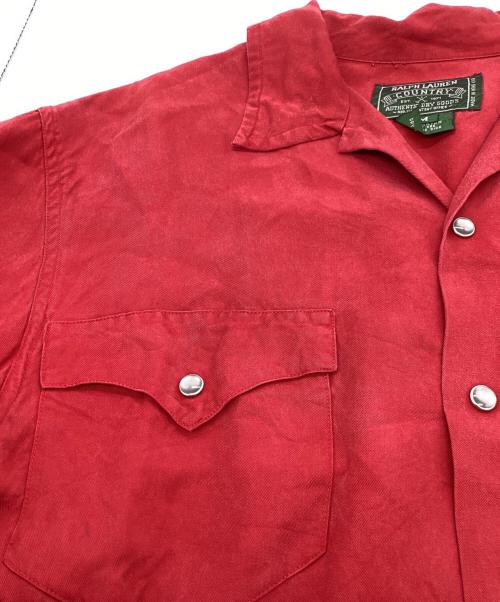 RALPH LAUREN COUNTRY（ラルフローレンカントリー）RALPH LAUREN COUNTRY (ラルフローレンカントリー) レーヨンウエスタンオープンカラーシャツ レッド サイズ:Mの古着・服飾アイテム