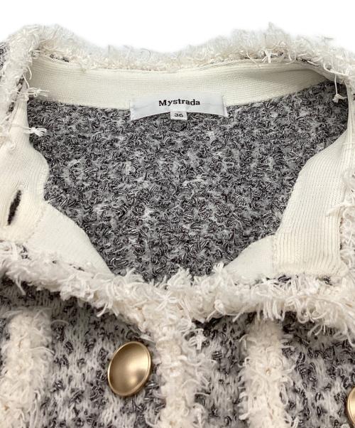 Mystrada（マイストラーダ）Mystrada (マイストラーダ) リボンテープニットジャケット ホワイト サイズ:36の古着・服飾アイテム
