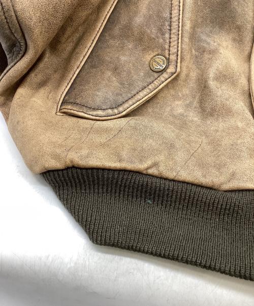 CHEVIGNON（シェビニオン）CHEVIGNON (シェビニオン) レザーフライトジャケット ブラウン サイズ:Lの古着・服飾アイテム