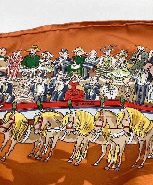 HERMES（エルメス）HERMES (エルメス) カレ90 /シルクスカーフ/ CIRQUE MOLIER オレンジの古着・服飾アイテム