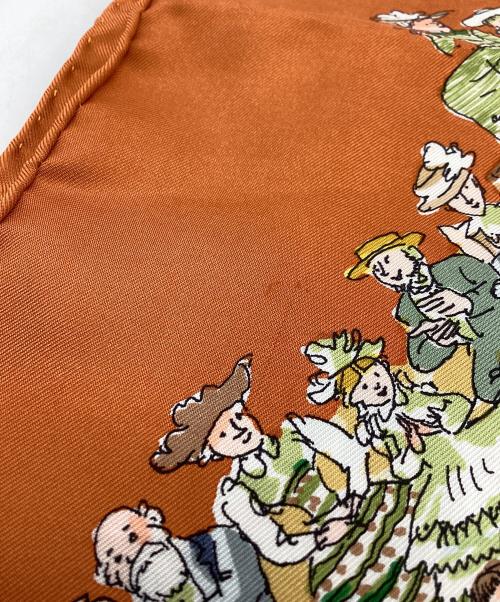 HERMES（エルメス）HERMES (エルメス) カレ90 /シルクスカーフ/ CIRQUE MOLIER オレンジの古着・服飾アイテム