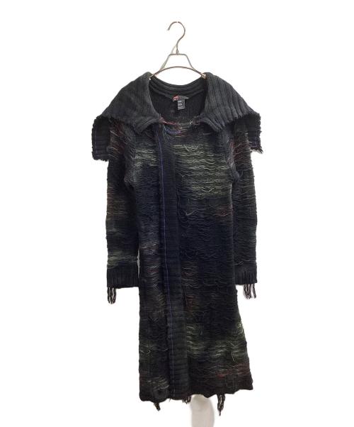DIESEL（ディーゼル）DIESEL (ディーゼル) DIstressed Knit Long Coat ブラック サイズ:Sの古着・服飾アイテム