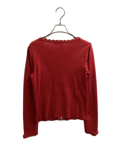 Rene（ルネ）Rene (ルネ) パールジップカーディガン /  6212440A レッド サイズ:34の古着・服飾アイテム