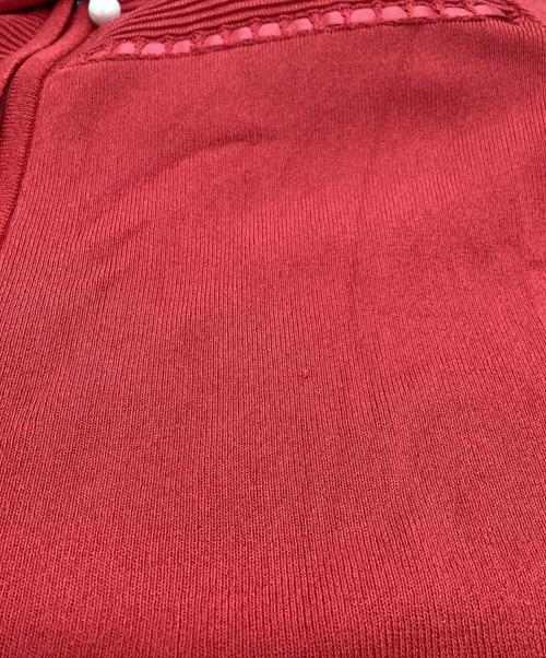 Rene（ルネ）Rene (ルネ) パールジップカーディガン /  6212440A レッド サイズ:34の古着・服飾アイテム