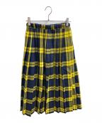 O'NEIL OF DUBLIN×charpentier de vaisseauオニールオブダブリン×シャルパンティエ ドゥ ヴェッソ）の古着「コラボ チェックプリーツスカート」｜イエロー×ネイビー