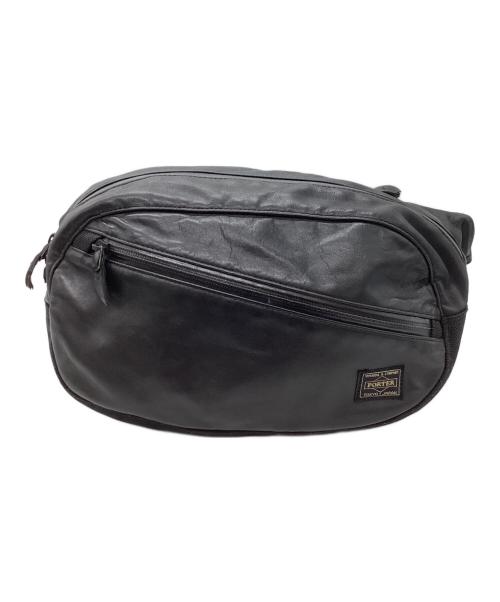 PORTER（ポーター）PORTER (ポーター) ZOOM レザー ウエストバッグ ブラックの古着・服飾アイテム