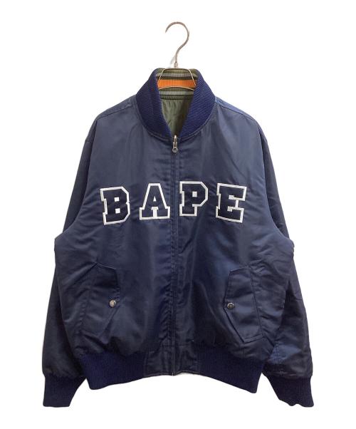 A BATHING APE（アベイシングエイプ）A BATHING APE (アベイシングエイプ) リバーシブルナイロンスタジャン ネイビー×グリーン サイズ:Mの古着・服飾アイテム