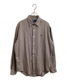 POLO RALPH LAUREN（ポロ・ラルフローレン）の古着「千鳥格子柄シャツ　/　香港製 MARLOWE 90s」｜ブラウン