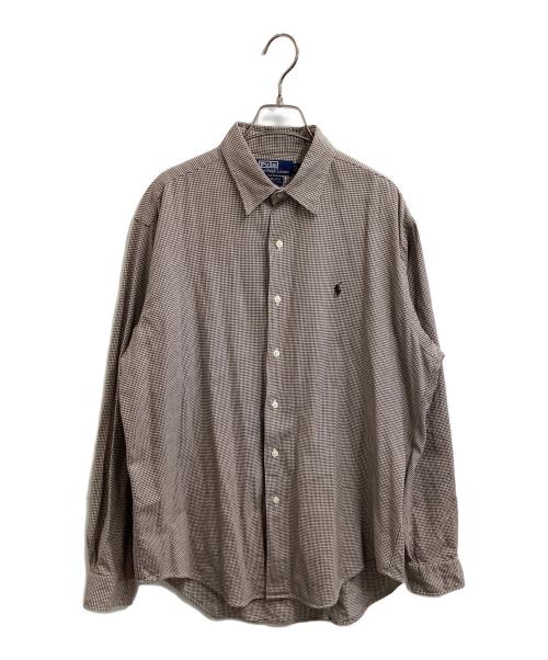 POLO RALPH LAUREN（ポロ・ラルフローレン）POLO RALPH LAUREN (ポロ・ラルフローレン) 千鳥格子柄シャツ　/　香港製 MARLOWE 90s ブラウン サイズ:Mの古着・服飾アイテム