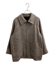 MARGARET HOWELL（マーガレットハウエル）の古着「NATURAL WOOL TWILL / ダブルジップ ハーフ コート」｜ブラウン