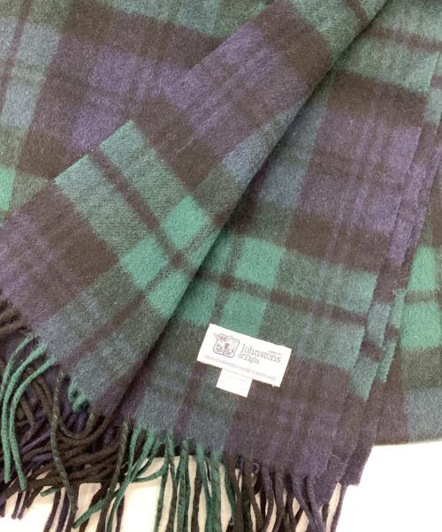 JOHNSTONS OF ELGIN（ジョンストンズ オブ エルガン）JOHNSTONS OF ELGIN (ジョンストンズ オブ エルガン) タータンチェック カシミヤ大判ストール ネイビー×グリーンの古着・服飾アイテム