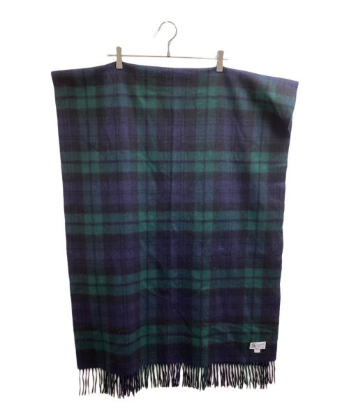JOHNSTONS OF ELGIN（ジョンストンズ オブ エルガン）JOHNSTONS OF ELGIN (ジョンストンズ オブ エルガン) タータンチェック カシミヤ大判ストール ネイビー×グリーンの古着・服飾アイテム