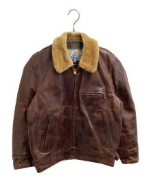 Aero LEATHER（エアロレザー）の古着「ムートン襟ボアレザージャケット」｜ブラウン