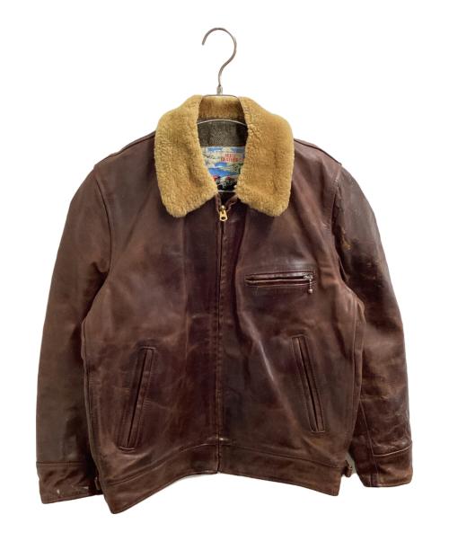 Aero LEATHER（エアロレザー）Aero LEATHER (エアロレザー) ムートン襟ボアレザージャケット ブラウン サイズ:40の古着・服飾アイテム