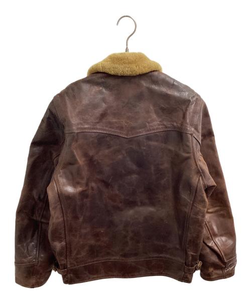 Aero LEATHER（エアロレザー）Aero LEATHER (エアロレザー) ムートン襟ボアレザージャケット ブラウン サイズ:40の古着・服飾アイテム