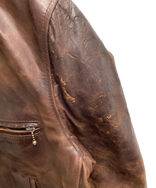 Aero LEATHER（エアロレザー）Aero LEATHER (エアロレザー) ムートン襟ボアレザージャケット ブラウン サイズ:40の古着・服飾アイテム