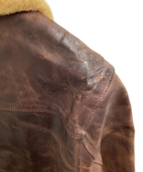 Aero LEATHER（エアロレザー）Aero LEATHER (エアロレザー) ムートン襟ボアレザージャケット ブラウン サイズ:40の古着・服飾アイテム
