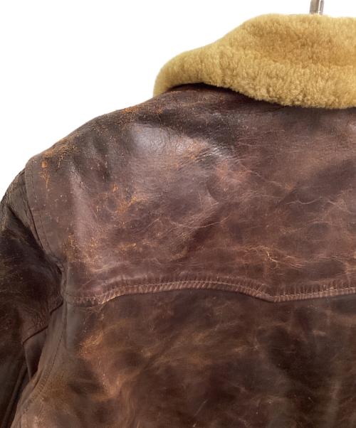Aero LEATHER（エアロレザー）Aero LEATHER (エアロレザー) ムートン襟ボアレザージャケット ブラウン サイズ:40の古着・服飾アイテム
