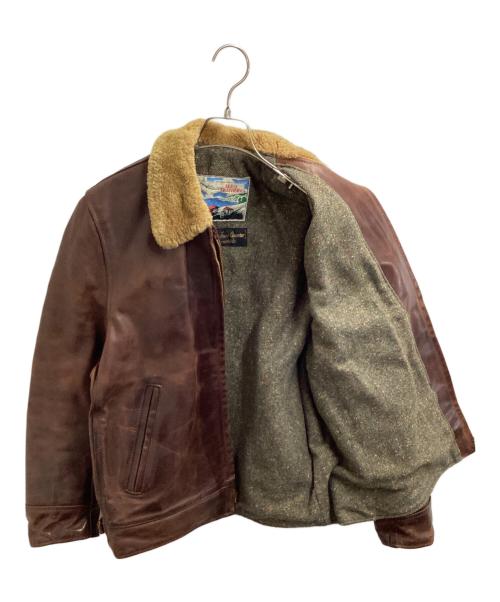 Aero LEATHER（エアロレザー）Aero LEATHER (エアロレザー) ムートン襟ボアレザージャケット ブラウン サイズ:40の古着・服飾アイテム