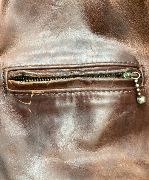 Aero LEATHER（エアロレザー）Aero LEATHER (エアロレザー) ムートン襟ボアレザージャケット ブラウン サイズ:40の古着・服飾アイテム
