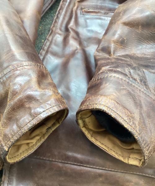 Aero LEATHER（エアロレザー）Aero LEATHER (エアロレザー) ムートン襟ボアレザージャケット ブラウン サイズ:40の古着・服飾アイテム