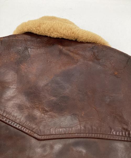 Aero LEATHER（エアロレザー）Aero LEATHER (エアロレザー) ムートン襟ボアレザージャケット ブラウン サイズ:40の古着・服飾アイテム