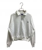 POLO RALPH LAURENポロ・ラルフローレン）の古着「zip-collar embroidered sweatshirt / エンブロイダードスウェットシャツ / 211B18686001」｜ホワイト