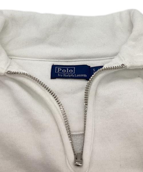 POLO RALPH LAUREN（ポロ・ラルフローレン）POLO RALPH LAUREN (ポロ・ラルフローレン) zip-collar embroidered sweatshirt / エンブロイダードスウェットシャツ / 211B18686001 ホワイト サイズ:Sの古着・服飾アイテム