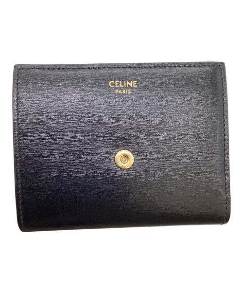 CELINE（セリーヌ）CELINE (セリーヌ) トリオンフ スモール フラップウォレット ブラックの古着・服飾アイテム