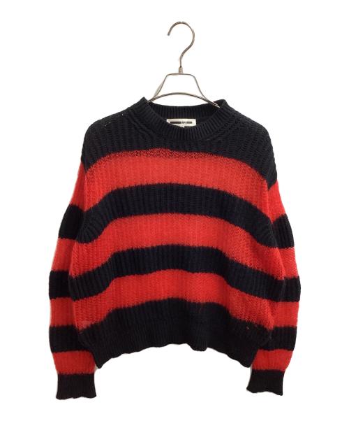 MCQ（マックキュー）MCQ (マックキュー) モヘヤ混ボーダーニット ブラック×レッド サイズ:Sの古着・服飾アイテム