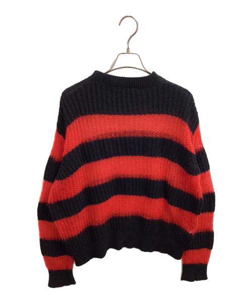 MCQ（マックキュー）MCQ (マックキュー) モヘヤ混ボーダーニット ブラック×レッド サイズ:Sの古着・服飾アイテム