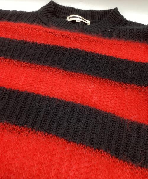 MCQ（マックキュー）MCQ (マックキュー) モヘヤ混ボーダーニット ブラック×レッド サイズ:Sの古着・服飾アイテム