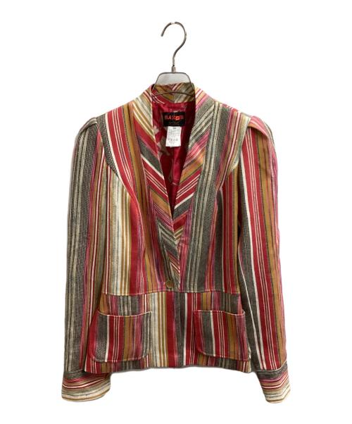 BAZaR de CHRISTIAN LACROIX（バザール クリスチャンラクロワ）BAZaR de CHRISTIAN LACROIX (バザール クリスチャンラクロワ) ストライプノーカラージャケット レッド サイズ:36の古着・服飾アイテム