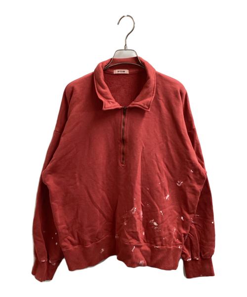 INTERIM（インテリム）INTERIM (インテリム) VINTAGE FADE HALF ZIP COLLAR SWEAT SHIRT レッド サイズ:5の古着・服飾アイテム