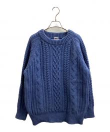 Pherrow's（フェローズ）の古着「ARAN CREW SWEATER / アランクルースウェッター / PASW1」｜ブルー