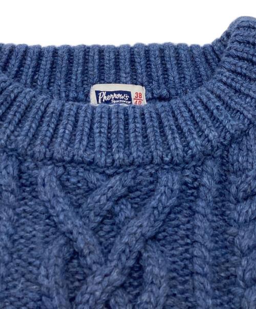 Pherrow's（フェローズ）PHERROW'S (フェローズ) ARAN CREW SWEATER / アランクルースウェッター / PASW1 ブルー サイズ:Mの古着・服飾アイテム