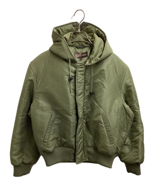 Calvin Klein（カルバンクライン）Calvin Klein (カルバンクライン) フーデットボンバージャケット / ライセンス品 オリーブ サイズ:Mの古着・服飾アイテム