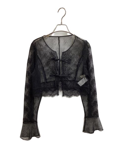 Tanaka Daisuke（タナカ ダイスケ）TANAKA DAISUKE (タナカ ダイスケ) flower lace short cardigan Black　/　TD25SS-BL53 ブラック サイズ:FREEの古着・服飾アイテム